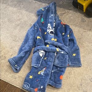 Lola Kids Robe in Blue with Space Design